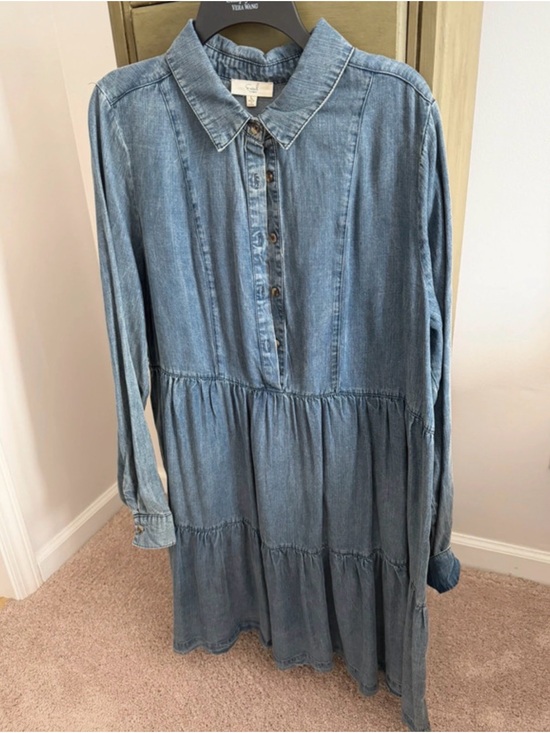 easel Dresses & Skirts - Easel Denim Tiered Shirt Dress